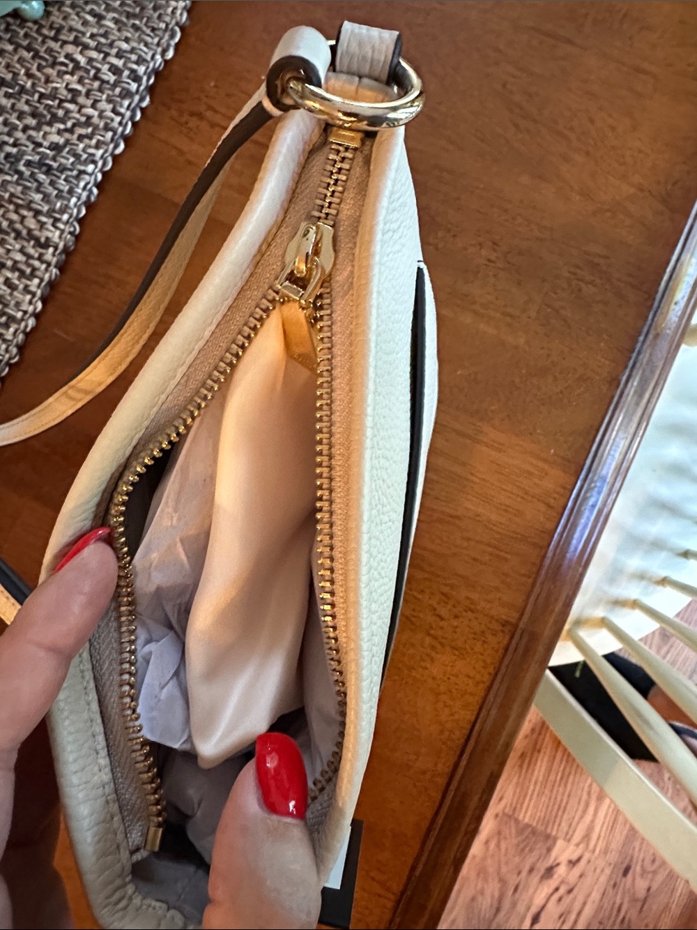 kate spade Cream Pebbled Leather Crossbody with Front Pocket - Picture 4 of 5